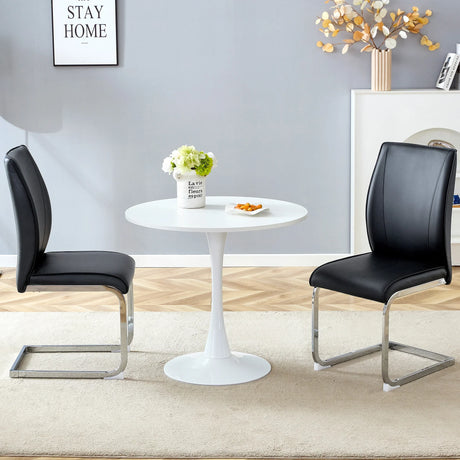 Dining Set Round Table With Upholstered Chairs Black - Furniture Home Direct