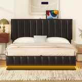 Upholstered Bed With Hydraulic Storage System And LED Light, With Sockets And USB Ports - Furniture Home Direct