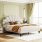 Upholstered Platform Bed With Flower Pattern Velvet Headboard - Furniture Home Direct