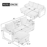 Pull Out Sleeper Sofa L-Shaped Couch Convertible Sofa Bed With Storage Chaise, Storage Racks And USB Ports - Furniture Home Direct