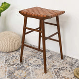 Maya - Genuine Leather Stool - Rustic / Tan - Furniture Home Direct