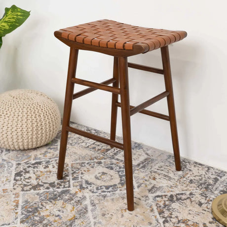 Maya - Genuine Leather Stool - Rustic / Tan - Furniture Home Direct