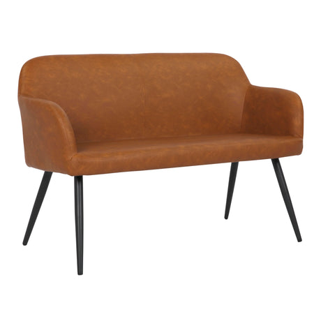 Daniella - Industrial High Back Bench - Black / Camel - Furniture Home Direct