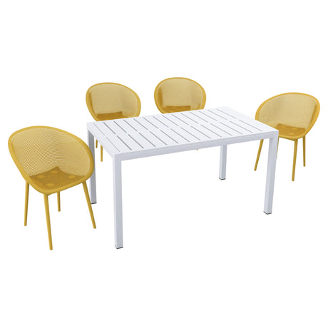 4 Piece Outdoor Lounge Chair Set Long Table Polypropylene
