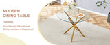 Dining Table Round Glass Top With Gleaming Golden Base Gold - Furniture Home Direct