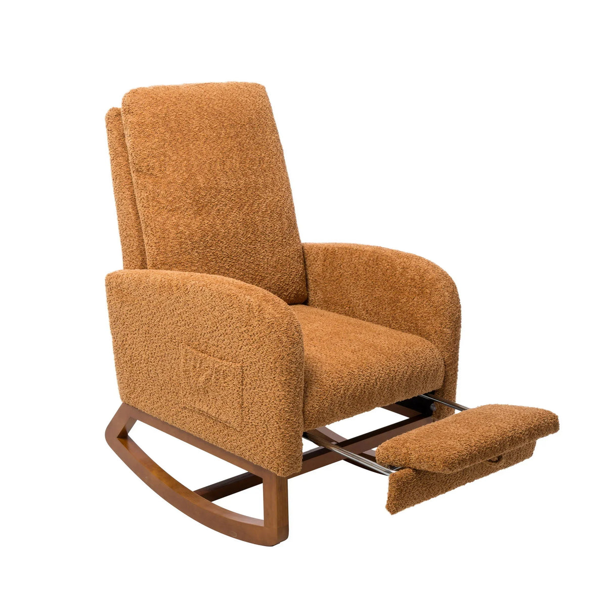 High Back Glider Rocking Chair With Retractable Footrest And Rubber Wood Legs - Furniture Home Direct