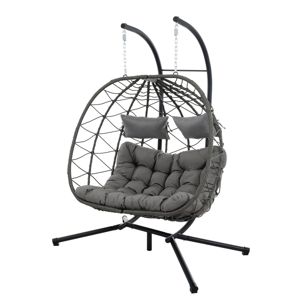 2 Persons Egg Chair with Stand - Gray - Furniture Home Direct