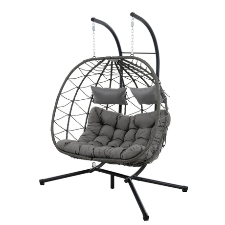 2 Persons Egg Chair with Stand - Gray - Furniture Home Direct