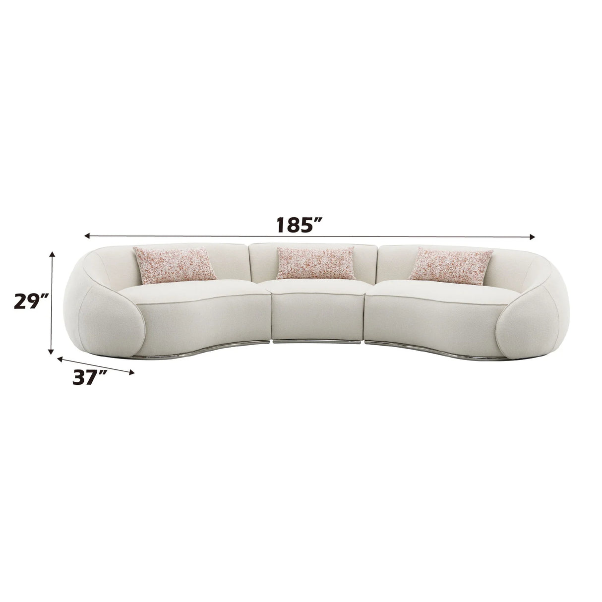 Sahara - Boucle Sectional Sofa With 3 Pillows - Beige - Furniture Home Direct