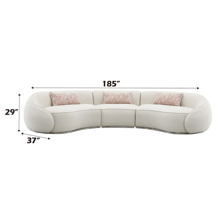 Sahara - Boucle Sectional Sofa With 3 Pillows - Beige - Furniture Home Direct