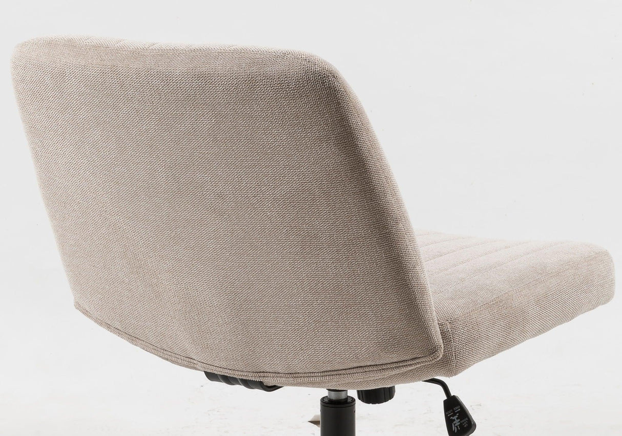 Cross Legged Office Chair, Wide Comfty Desk Chair, Vanity Home Chair, Armless Computer Task Chair With Wheels, Swivel And Height Adjustable - Beige - Furniture Home Direct