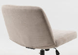 Cross Legged Office Chair, Wide Comfty Desk Chair, Vanity Home Chair, Armless Computer Task Chair With Wheels, Swivel And Height Adjustable - Beige - Furniture Home Direct