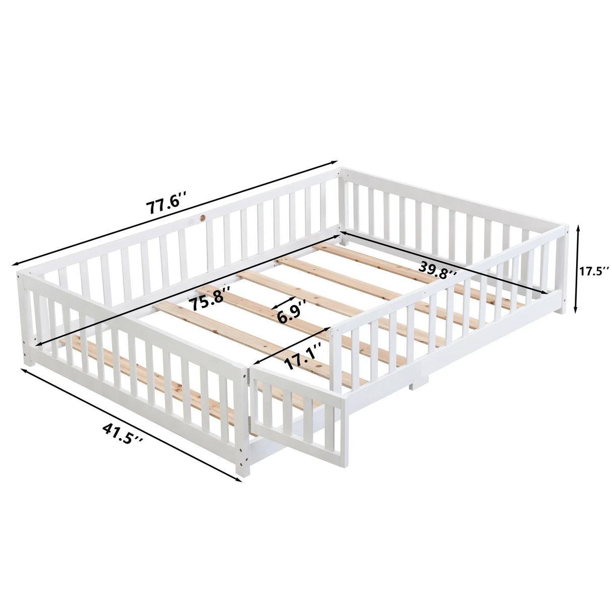 Solid Wood Floor Bed With Door And Fence For Children - Furniture Home Direct