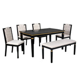 Dining Set With Tufted High Back Chairs And Bench Black - Furniture Home Direct