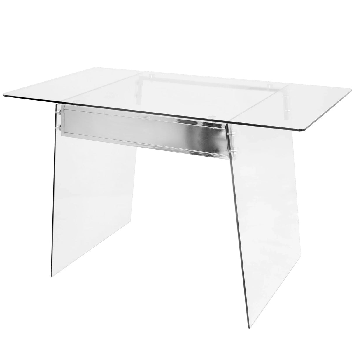 Glacier - Contemporary Desk - Clear / Chrome - Furniture Home Direct