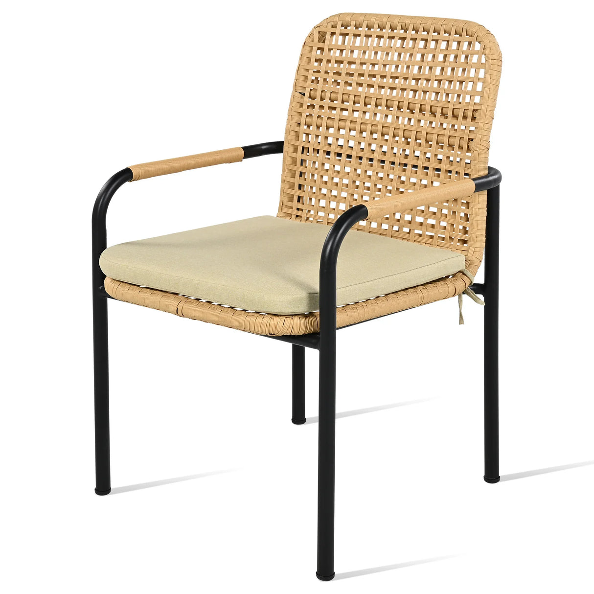 7 Piece Outdoor Dining Set With Wicker Chairs and Oatmeal Cushions - Furniture Home Direct
