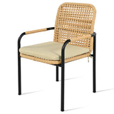 7 Piece Outdoor Dining Set With Wicker Chairs and Oatmeal Cushions - Furniture Home Direct