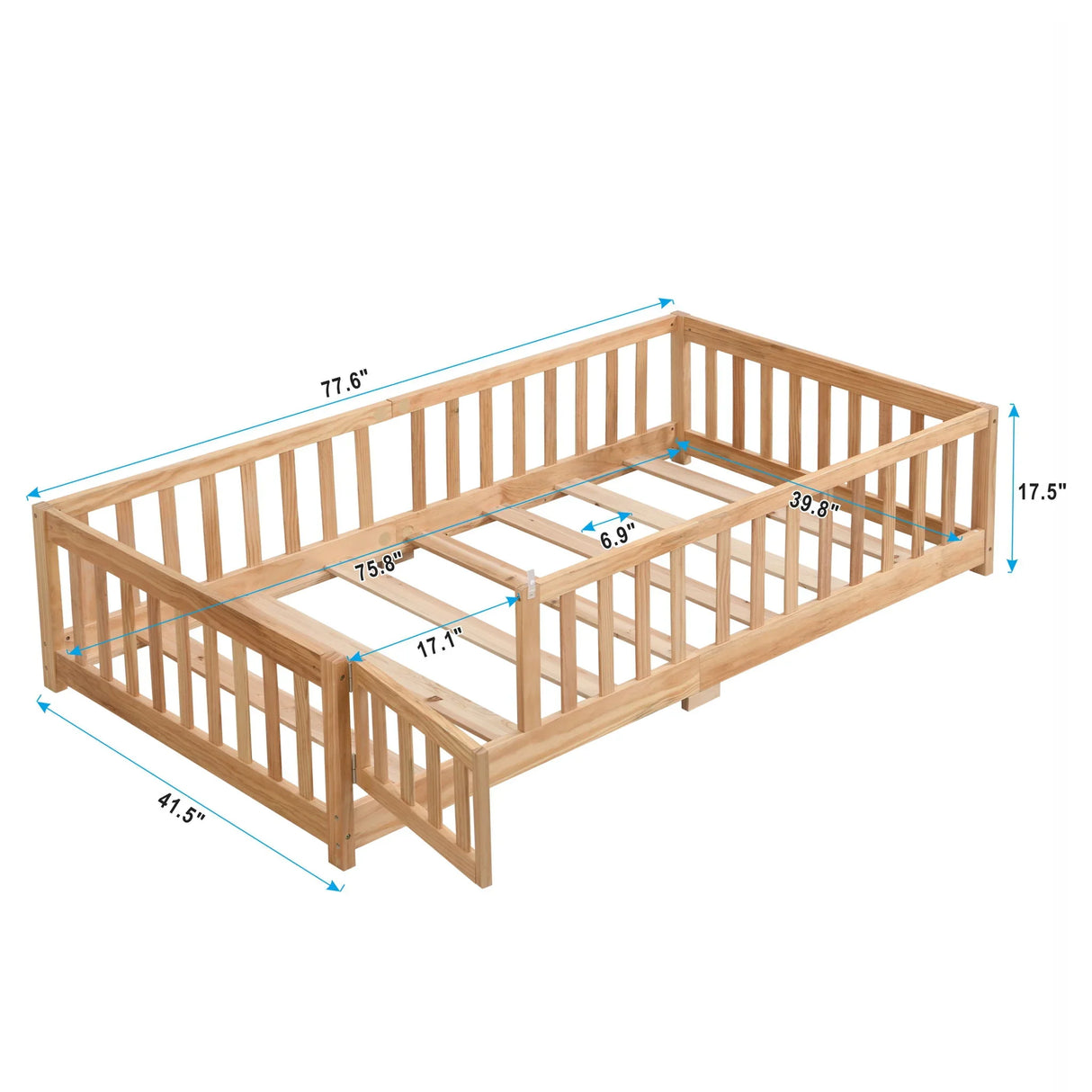Solid Wood Floor Bed With Door And Fence For Children - Furniture Home Direct