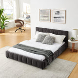 Modern Platform Bed Frame With Thick Chenille Fabric - Furniture Home Direct