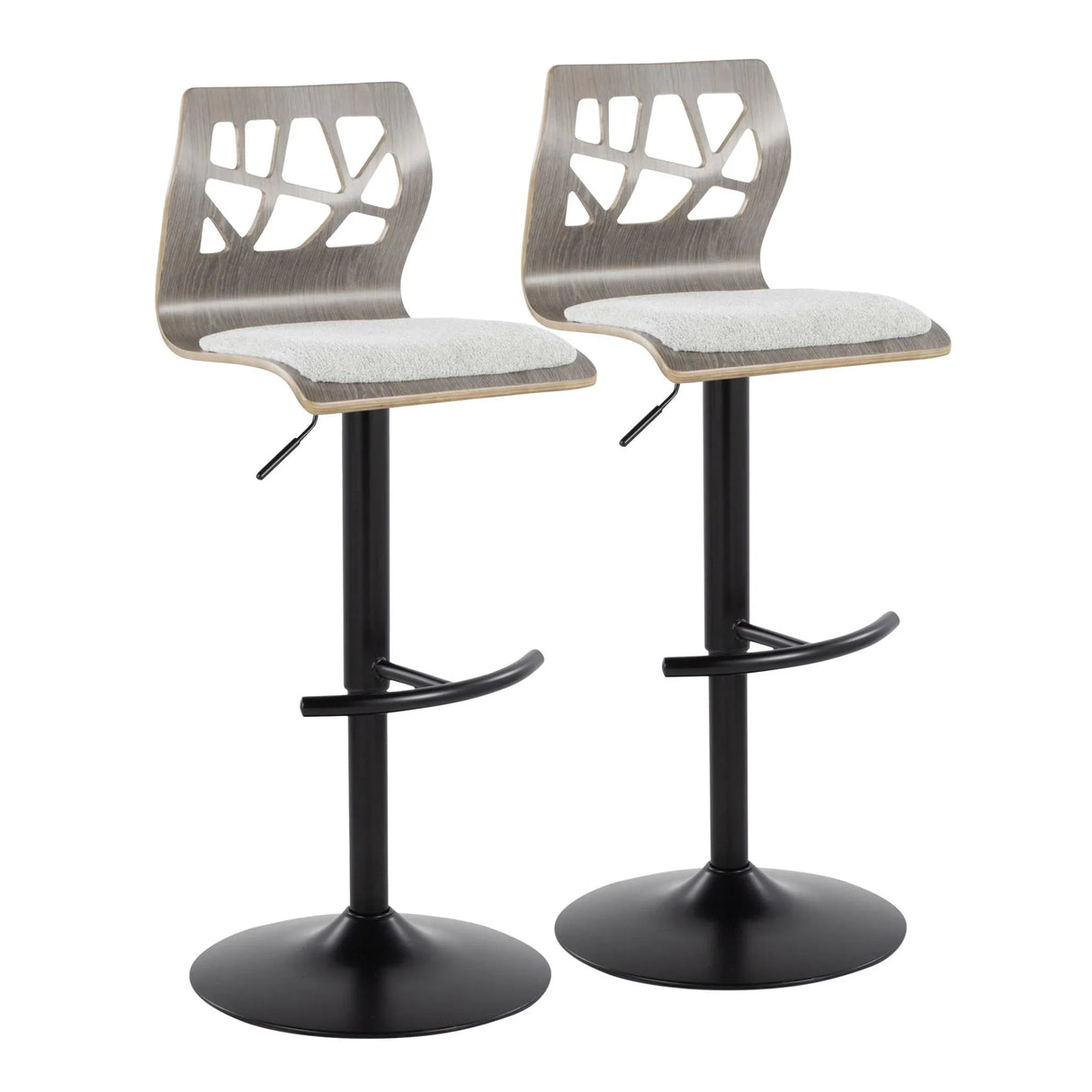 Folia - Contemporary Adjustable Barstool With Swivel With Rounded T Footrest (Set of 2) - Furniture Home Direct