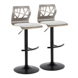 Folia - Contemporary Adjustable Barstool With Swivel With Rounded T Footrest (Set of 2) - Furniture Home Direct