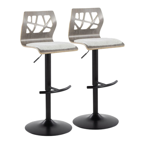 Folia - Contemporary Adjustable Barstool With Swivel With Rounded T Footrest (Set of 2) - Furniture Home Direct