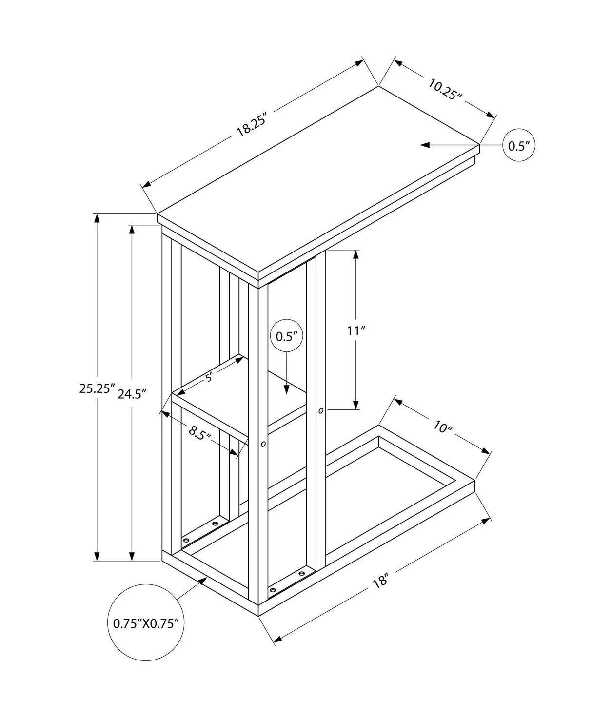 Accent Table C - Shaped, Contemporary & Modern - Furniture Home Direct