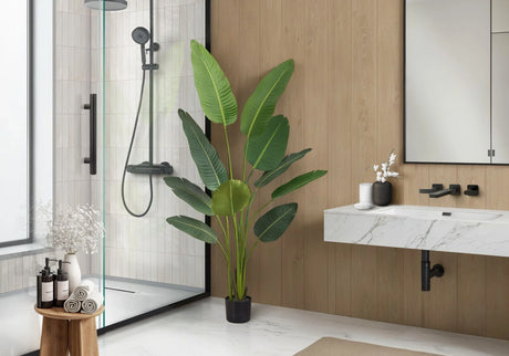 60" Tall, Artificial Plant, Bird Of Paradise Tree, Indoor, Faux, Fake, Floor, Greenery, Potted, Decorative - Green / Black - Furniture Home Direct