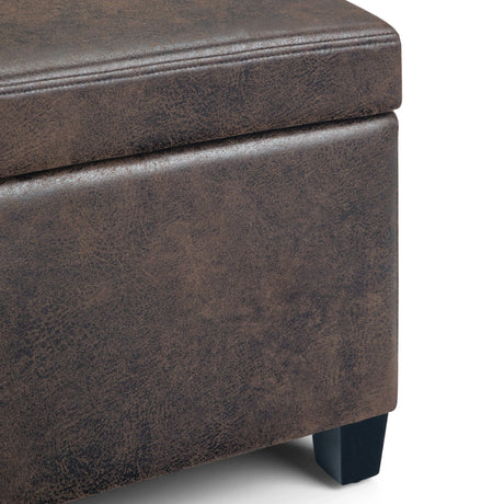 Avalon - Storage Ottoman Bench - Distressed Brown - Furniture Home Direct