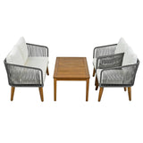 4-Piece Patio Conversation Set with Loveseat, 2 Chairs, Coffee Table + Cushions - Gray - Furniture Home Direct