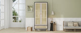 Wardrobe With 2 Rattan Doors And Drawer Natural Black - Furniture Home Direct