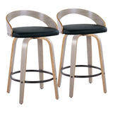 Grotto - Mid Century Modern Fixed Height Counter Stool With Swivel With Round Footrest (Set of 2) - Furniture Home Direct