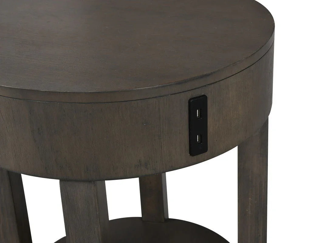 Jonah - MDF End Table With USB Ports - Light Brown - Furniture Home Direct