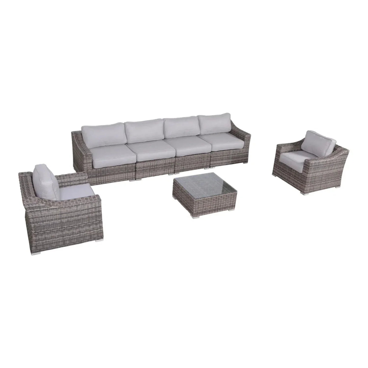 Outdoor Wicker Conversation Set With Cushions, All Weather - Furniture Home Direct