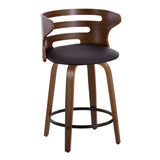 Cosini - Mid-Century Modern Fixed Height Counter Stool With Swivel With Round Footrest (Set of 2) - Walnut / Brown - Furniture Home Direct