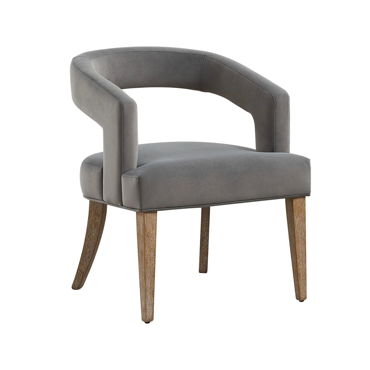 Wide Modern Barrel Open Back Upholstered Accent Chair With Weathered Solid Wood Legs - Furniture Home Direct