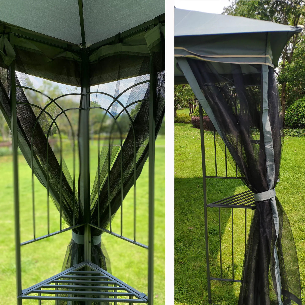 Patio Gazebo Tent With Ventilated Double Roof And Mosquito Net - Furniture Home Direct