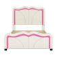 Upholstered Platform Bed & Curve Shaped And Height Adjustable Headboard, LED Light Strips - Furniture Home Direct