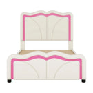 Upholstered Platform Bed & Curve Shaped And Height Adjustable Headboard, LED Light Strips - Furniture Home Direct