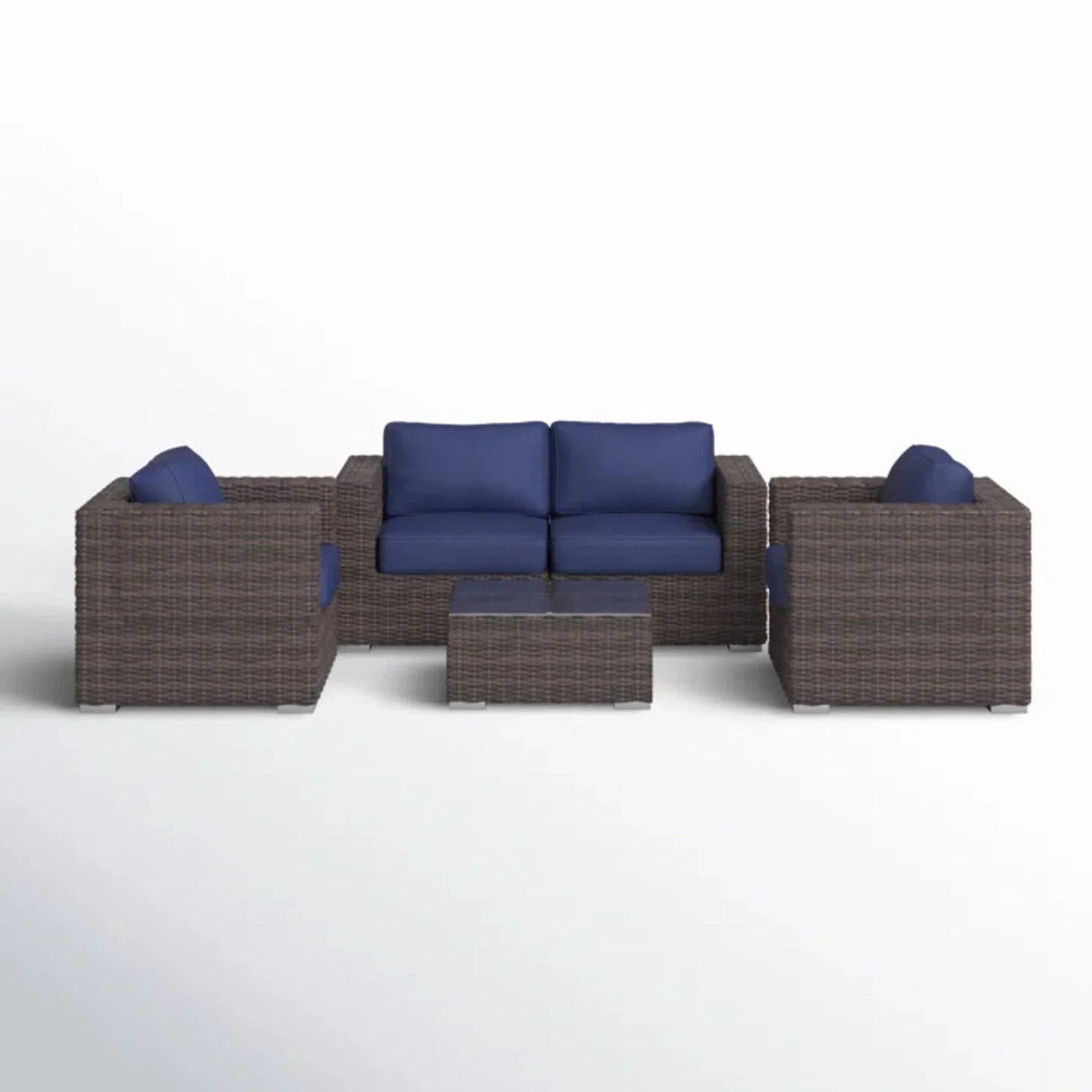 Wicker Seating Group Set With Table And Cushions - Furniture Home Direct