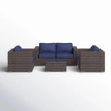 Wicker Seating Group Set With Table And Cushions - Furniture Home Direct
