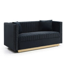 Contemporary Vertical Channel Tufted Sofa Loveseat Modern Upholstered Couch For Living Room With 2 Pillows - Furniture Home Direct