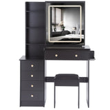 Vanity Table with Cushioned Stool Modern Finish Black - Furniture Home Direct