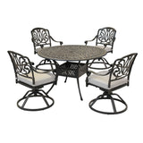 Round 48.03" Long Aluminum Dining Set With Cushions - Furniture Home Direct