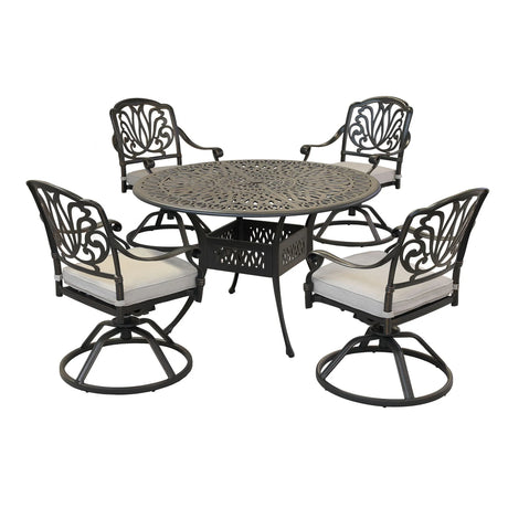 Round 48.03" Long Aluminum Dining Set With Cushions - Furniture Home Direct