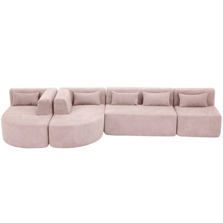 Upholstered Sofa Free Combined Sofa Couch With 2 Chaise Lounge And Five Back Pillows For Living Room - Furniture Home Direct
