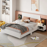 Floating Platform Bed, With LED Lights, Bedside Nightstand - Furniture Home Direct