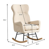 Modern Teddy Fabric Rocking Chair With High Backrest And Armrests Lounge Accent Chair For Living Room - Beige - Furniture Home Direct
