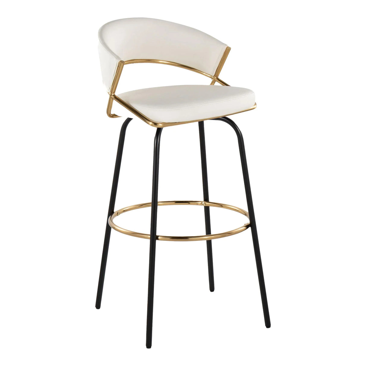 Jie - Fixed Height Contemporary Barstool With Swivel Round Footrest (Set of 2) - Furniture Home Direct