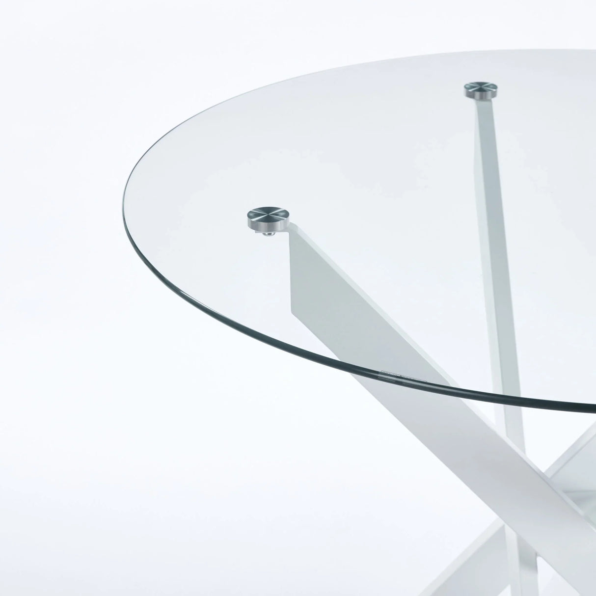 Dining Table With Cross Metal Leg And Tempered Glass, Modern Space Saving Kitchen Table For Living Room - Furniture Home Direct